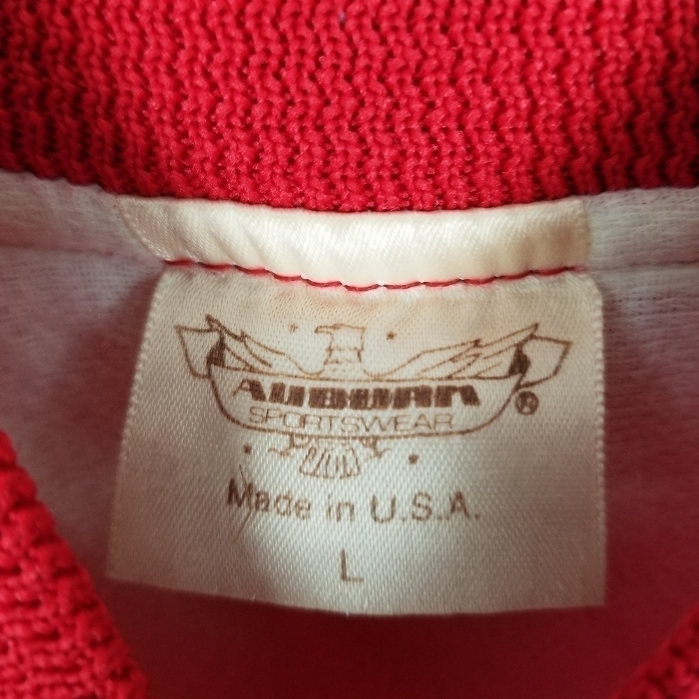 Vintage USA Satin Jacket Bomber GE Factory of The Future Embroidered Snap Red L - Picture 7 of 13